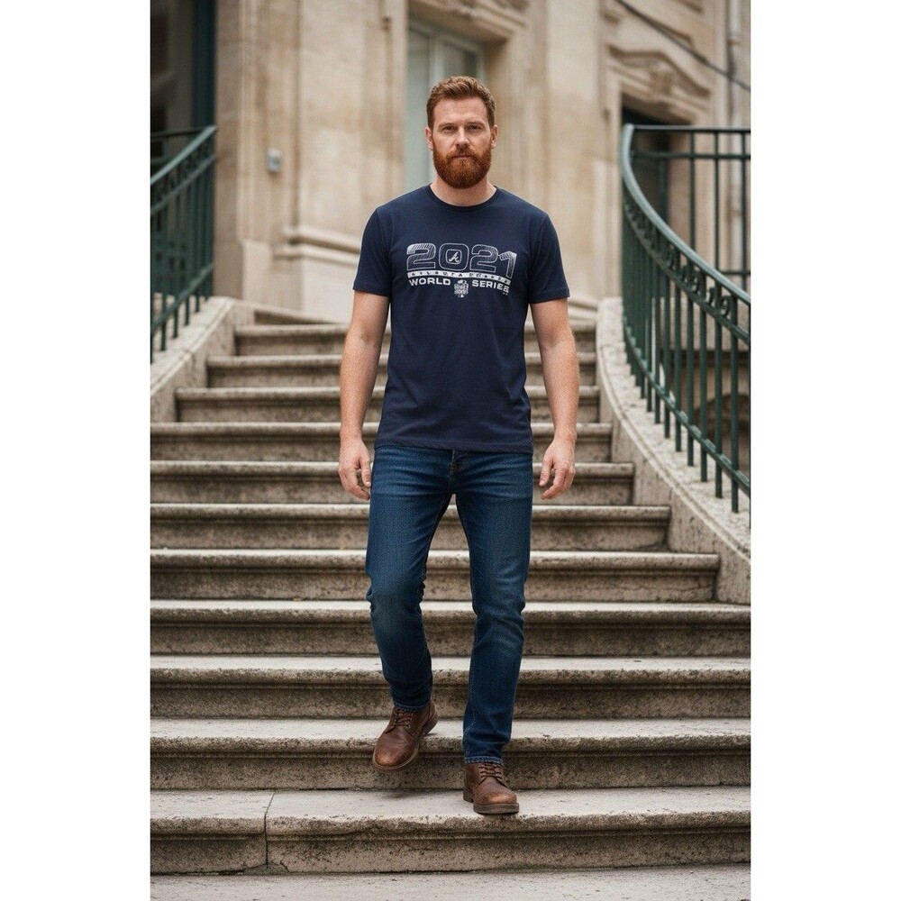 47 Atlanta Braves 2021 World Series Navy Blue Unisex T-shirt Size 2XL Sports
